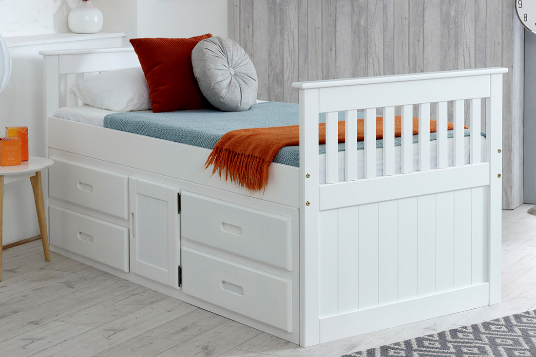 Captains Storage Bed in White